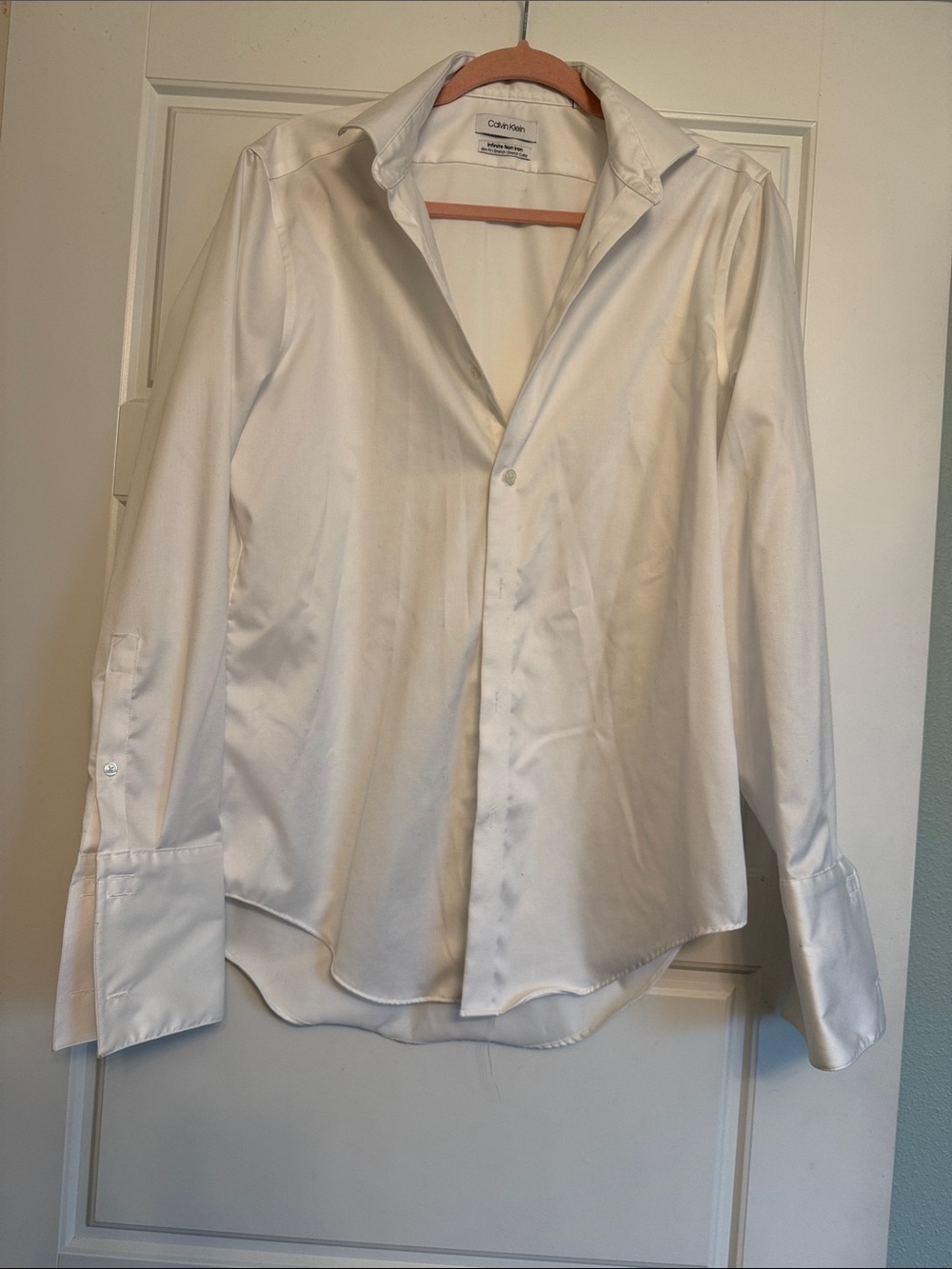 Calvin Klein White Men's Dress Shirt - Stretch Cotton Blend